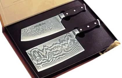 Maestro Wu A3 and A6 Damascus Chinese Vegetable & Meat Cleaver Set