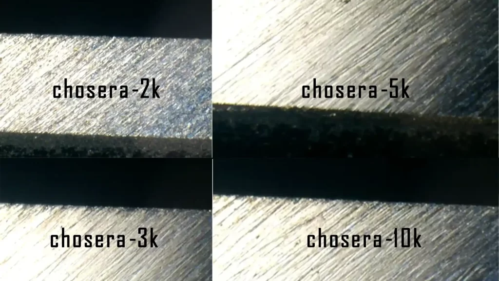 Chosera Stone Straight Razor Microscope Progression